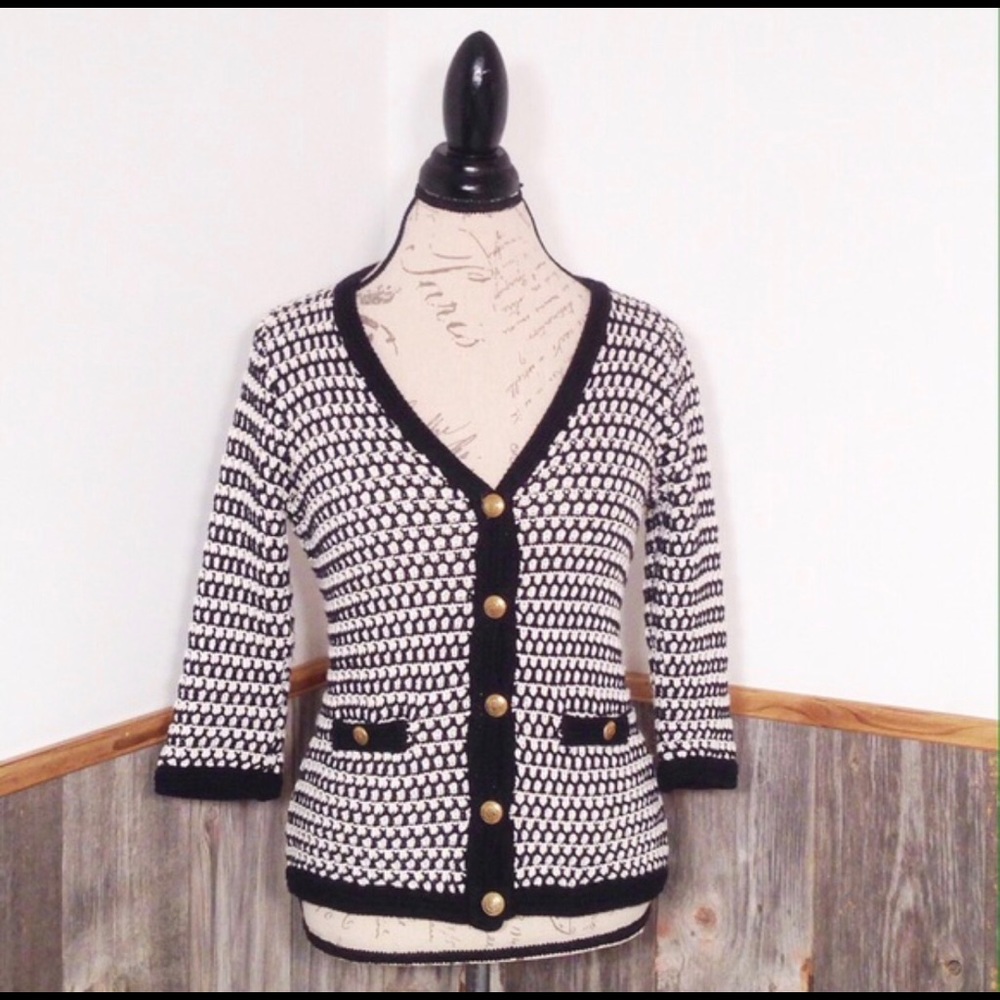CAbi Coco Cardigan Black & White Style #868